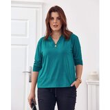 Fasardi Classic green V-neck blouse cene