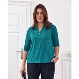Fasardi Classic green V-neck blouse