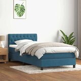 Box spring postelja z vzmetnico temno modra 90x220 cm žamet, (22054006) | Shoptok.si