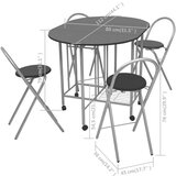 vidaXL Petodijelni Blagovaonski Sklopivi Set MDF Crni | shoptok.hr