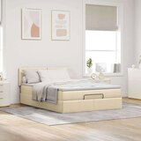 vidaXL Otomanski okvir kreveta s madraca krem 140x200cm od tkanine | shoptok.hr