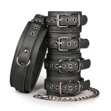 SuperLove Fetish Set with Collar, Ankle & Wrist Cuffs Black Cijene