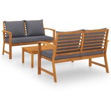 The Living Store Vrtna sedežna garnitura z blazinami 3-delna trden akacijev les - Vrtna Sedežna Garnitura, (21461223) | Shoptok.si
