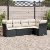Maison Chic Seti vrtnega pohištva - Vrtna garnitura - Vrtni pohištvo set 5-delna z blazinami črn poli ratan, (21817695) | Shoptok.si
