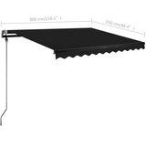  Samostojeća tenda na ručno uvlačenje 300 x 250 cm antracit | shoptok.hr