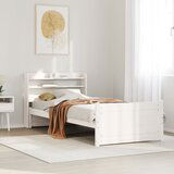 Maison Chic Posteljni okvir - Enojna postelja - Postelja za odrasle z vzglavjem bel 75x190 cm trdna borovina, (21696300) | Shoptok.si