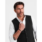Ombre Elegant men's SLIM FIT herringbone vest - black | ePonuda.com
