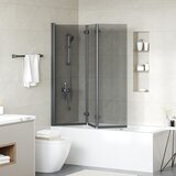  Ograda za tuš Crna 130 x 138 cm ESG staklo i aluminij | shoptok.hr