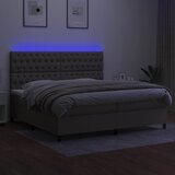  box spring s madracem LED smeđesivi 200x200 cm tkanina | shoptok.hr