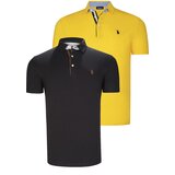 Dewberry DUAL SET T8582 MENS T-SHIRT-BLACK-YELLOW Cene