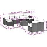 vidaXL 10-dijelni set vrtnih sofa s jastucima bež od poliratana | shoptok.hr