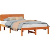  Okvir kreveta s glavom vosak smeđa 135x190 cm od čvrste borovine | shoptok.hr