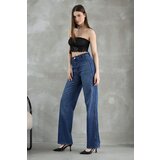 Trendyol Dark Blue Stitch Detail High Waist Straight Jeans | ePonuda.com