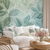  Foto tapeta - Large Leaves in Shades of Green-Mint: Botanical Motif 490x350 | shoptok.hr
