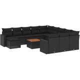 13-dijelni set vrtnih sofa s jastucima poliratan crni | shoptok.hr