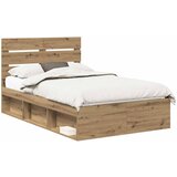 vidaXL konstrukcija postelje oreh 120 x 200 cm masivno borovo les, (5000102926) | Shoptok.si