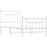  Metalni okvir kreveta uzglavlje i podnožje bijeli 90x190 cm | shoptok.hr
