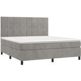  Box spring postelja z vzmetnico LED svetlo siva 180x200cm žamet, (20790391) | Shoptok.si