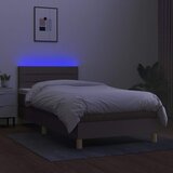  box spring s madracem LED smeđesivi 90x190 cm tkanina | shoptok.hr