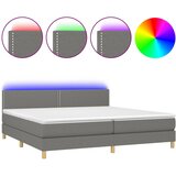  box spring s madracem LED tamnosivi 200x200 cm tkanina | shoptok.hr