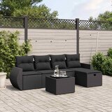 6-dijelni set vrtnih sofa s jastucima crni od poliratana | shoptok.hr