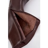 Boto Heated Women's Ankle Boots On Heel Eco Leather Chocolate Nolisse | shoptok.hr