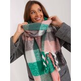 Fashion Hunters Green-gray long checkered women's scarf Cene
