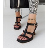 Gemre Black eco-leather block heel sandals Pirjo | shoptok.hr