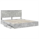 vidaXL Konstrukcija postelje s predalom Betonsko siva 200 x 200 cm | Shoptok.si