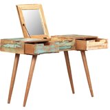 vidaXL Kozmetična mizica z ogledalom 112x45x76 cm trden predelan les Cene