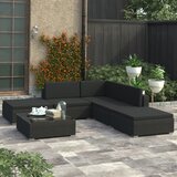The Living Store Vrtna sedežna garnitura 6-delna z blazinami poli ratan črna - Komplet Vrtnih Kavčev, (21425090) | Shoptok.si
