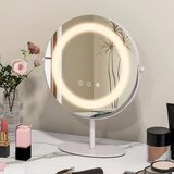  Kozmetičko ogledalo promjera 25 cm s trobojnim zasjenjenim LED ogledalom u bijeloj boji. | shoptok.hr