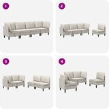  Komplet pohištva za dnevno sobo z blazino 4 pcs Krem Žamet, (5000272726) | Shoptok.si