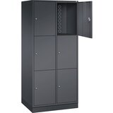 C+P Jeklena omara s predelki z zaklepanjem INTRO, višina predelka 580 mm, ŠxG 820 x 600 mm, 6 predelkov, korpus črno siv, vrata črno siva | Shoptok.si