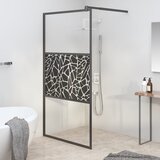 vidaXL Pregrada za tu&scaron; 115x195 cm ESG steklo s kamnitim dizajnom črna cene