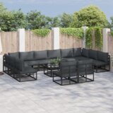 vidaXL Sjedeća garnitura za vrt 12 pcs Crna 423 x 211.5 x 71 cm | shoptok.hr