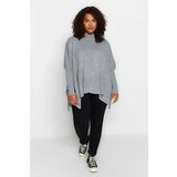 Trendyol Curve Plus Size Sweater - Gray - Relaxed fit Cene
