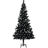  Umjetno osvijetljeno božićno drvce sa stalkom crno 240 cm PVC | shoptok.hr