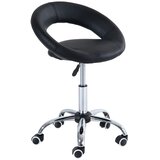  Stolica na kotačiće radna stolica okretna stolica uredska stolica podesiva visina PU+metal crna 50 x 54 x (66-78) cm | shoptok.hr
