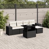 vidaXL 6-dijelni set vrtnih sofa s jastucima crni od poliratana | shoptok.hr