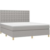  Krevet box spring s madracem LED svjetlosivi 160x200 cm tkanina | shoptok.hr