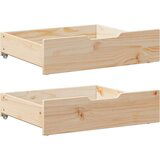 vidaXL Predal za posteljo s kolesi 2 kosa 75x55x16 cm trdna borovina | Shoptok.si