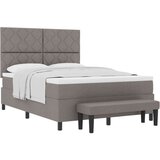 vidaXL postelja z vzmetnico in banketom Taupe 140x200 cm Tkanina, (22083737) | Shoptok.si