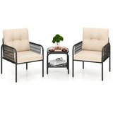 Costway 3-delni set vrtnega pohištva 2 vrtna stola + mizica za kavo, (5000012587) | Shoptok.si