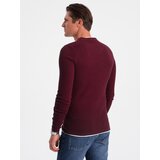 Ombre Men's cotton sweater with round neckline - maroon | Eponuda.ba