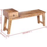 vidaXL Klupa s ladicom od masivnog drva manga 120 x 36 x 60 cm | shoptok.hr