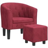 vidaXL Fotelja s tabureom crvena boja vina baršunasta | shoptok.hr