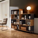 Bessagi Home stoječ regal megy, hrast, črna | Shoptok.si