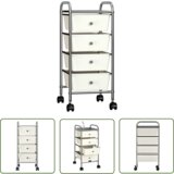 The Living Store Premični voziček s 4 predali bela plastika - Voziček Za Shranjevanje, (21738134) | Shoptok.si
