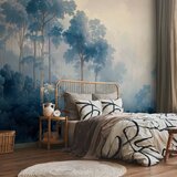 Foto tapeta - Landscape with Trees in Illustrative Style Fairy-Tale Blue Forest 350x256 Premium | shoptok.hr